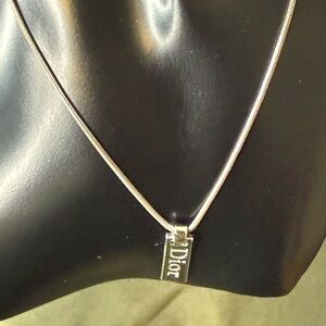 Authentic Christian Dior Logo Bar Necklace – COA Included